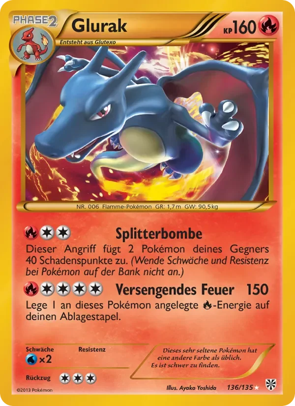 Sammelkarte Glurak, Plasma-Sturm Nr. 136