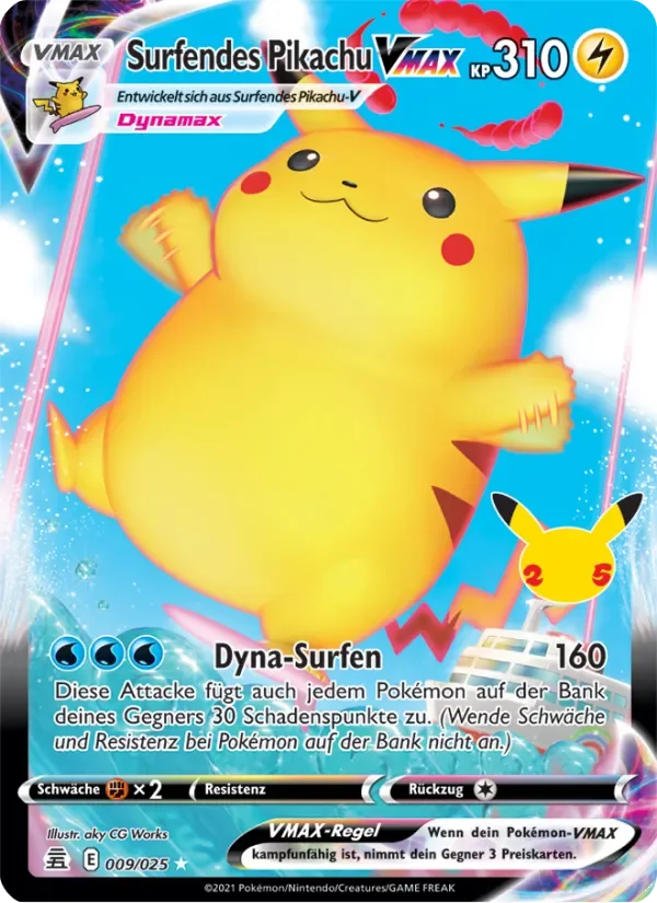 Sammelkarte Surfendes Pikachu VMAX