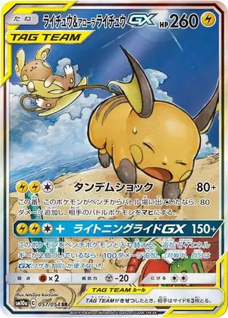 Sammelkarte Raichu & Alolan Raichu GX