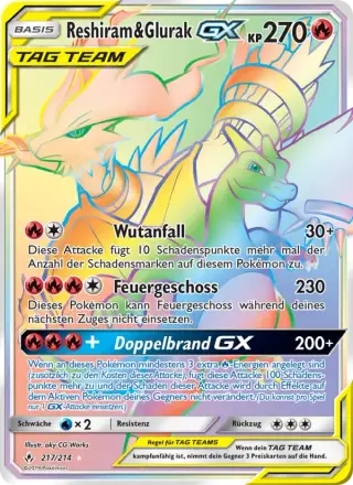 Sammelkarte Reshiram & Glurak GX
